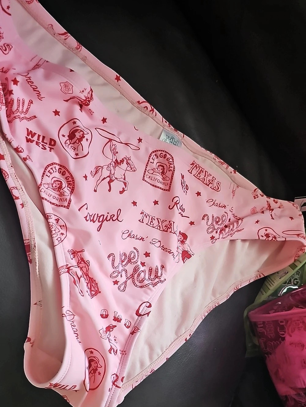 Wild Fable Pink Cowgirl Western Print Cheeky Bikini Bottom Pink & Red Bikini
